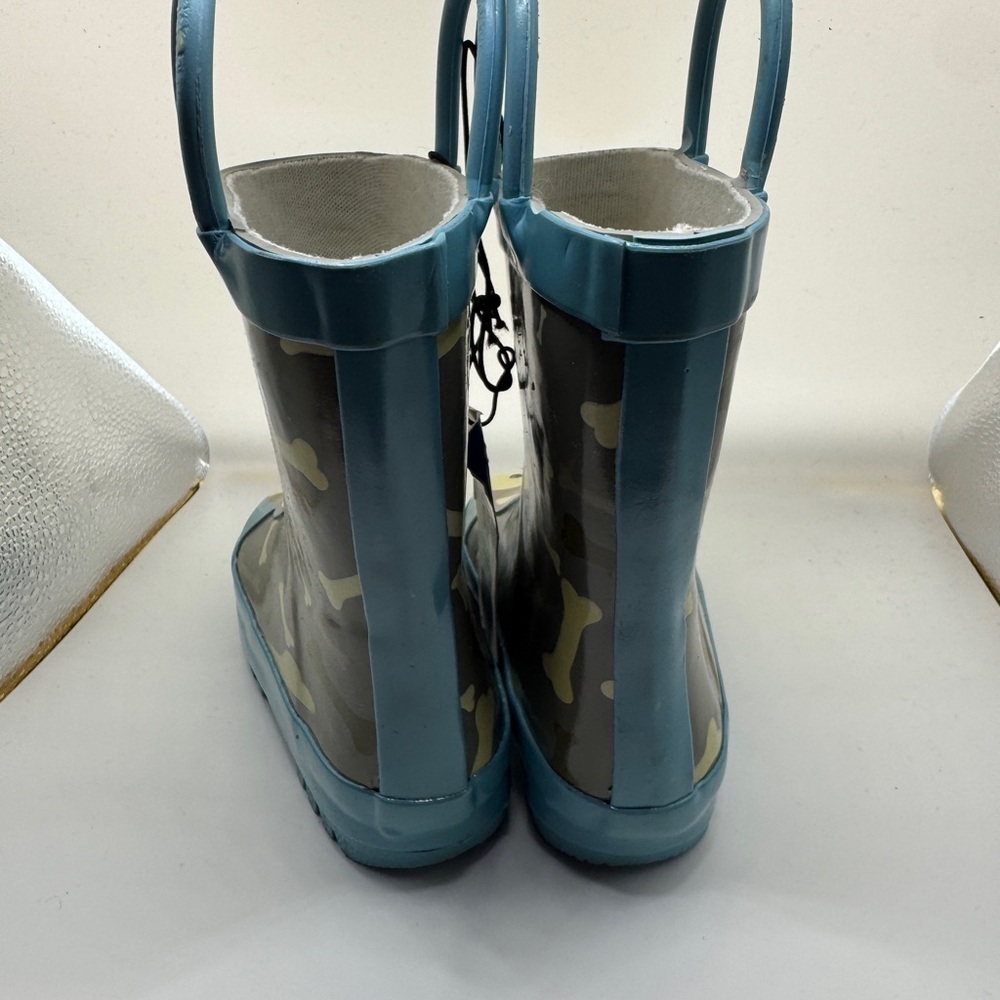NWT Gina Group Toddler 5/6 Blue Rain Boots with Cartoon Dog & Bones - Picture 3 of 6